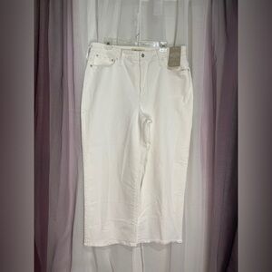 Madewell White Denim Jeans wide leg cropped